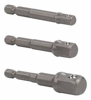 3 Piece 1/4 Hex To Square Drive Adaptor Set - Click Image to Close