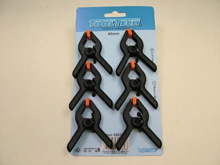 Plastic Spring Clamp, 50mm card of 6