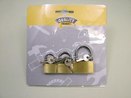 3 Pce. Brass Padlock Set 30,40,50mm - Click Image to Close