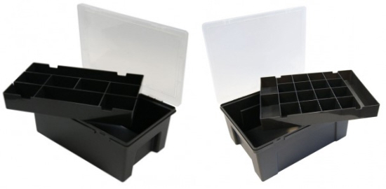 Organiser Box With Lift-Out 8 Division Tray (Black) - Click Image to Close