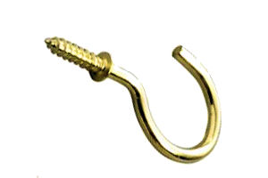 Shouldered Cup Hooks, Electro-Brass 25mm (1")