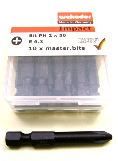 Wekador Impact Bit Phillips No.2 x 50mm (Box of 10)