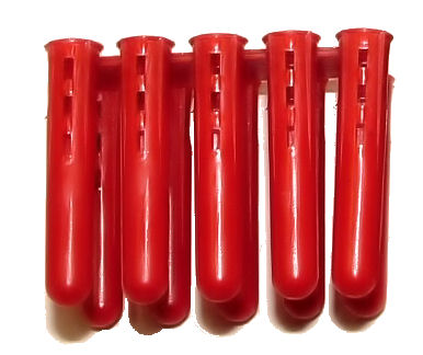 Plastic Wall Plugs - Red 6mm - Click Image to Close